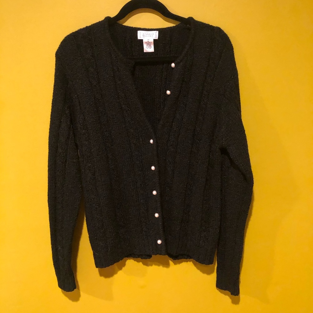 Black Cardigan w Pearl Buttons